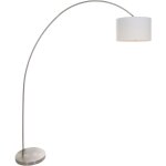 Lampadaire arc en m�tal et tissu ? abat - jour lin blanc 40cm ? hauteur 185cm ? interrupteur au sol ? ...