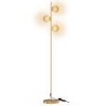 Idmarket ? lampadaire sur pied dor� avec 3 abat - jours en verre ? hauteur 160 cm ? acier et verre ? ...