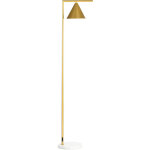 Lampadaire sur pied salon 40w acier dor abat - jour conique orientable base marbre