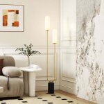 Lampadaire sur pied de salon lampe sur pied avec 2 abat - jours en verre, base en marbre et interrupteur ...