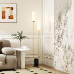 Lampadaire sur pied de salon lampe sur pied avec 2 abat - jours en verre, base en marbre et interrupteur ...