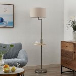 Lindby ? lampadaire tissu avec port usb ? abat - jour cylindrique beige ? structure en m�tal nickel ? ...