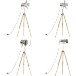 Lampadaire � tr�pied bois de manguier massif 140 cm - lampadaire retro - lampadaire industriel - lampadaire ...