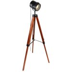 Lampadaire tr�pied en bois naturel, e27, r�glable, noir max. 140cm