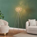 Lampadaire tr�pied chrom� verre ambr� ultra d�coratif - bartali