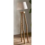 Lampadaire tr�pied miletus, bois naturel, beige clair, 158 cm, 40 x 158 cm
