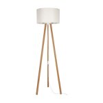 Toscohome - lampadaire tripode en ch�ne avec abat - jour en tissu cr�me - piko