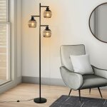 Lampadaire vintage lampadaire sur pied salon - lampe sur pied 3 flammes abat - jour au design industriel ...
