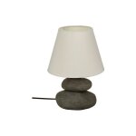 Lampe 3 galets en cramique  poser  strie  - gris / blanc - h 30 x d 16, 5 cm - livraison gratuite