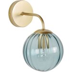 Lampe applique murale avec abat - jour rond en m�tal et verre bleu isabella