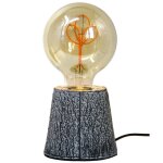 Sampa - lampe d'appoint moderne kibo papier effet marbr noir et ampoule led