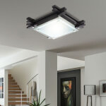 Globo - lampe en bois plafonnier plafonnier salon lampe de chambre � coucher, bois verre marron m�tal ...