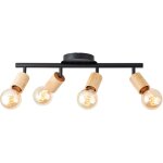 Lampe brilliant tiffany spot tubes 4 ampoules noir mat / marron naturel 4x a60, e27, 28 w