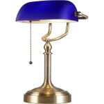 Lampe de bureau de banquiers en verre bleu, avec interrupteur � cha�ne, luminaire enfichable pour la ...