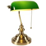 Soldes lampe de bureau de banquier en verre avec interrupteur  chane (vert)
