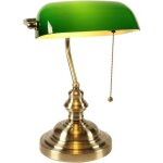 Lampe de bureau de banquier en verre avec interrupteur � cha�ne (vert)
