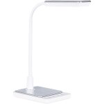 Lampe de bureau blanche en pierre et silicone 38 cm � led et bras pliable centaurus