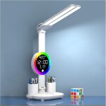 Lampe de bureau pour enfant sans fil avec horloge - led � intensit� variable - 3200 mah - porte - stylo ...