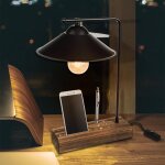 Lampe de bureau folkestone en bois mtal abs 38 cm e27 noir / bois [lux. pro]