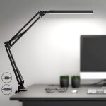 Lampe de bureau led puissante avec clip - protection des yeux lampe led - 3 modes d'�clairage - noir ...