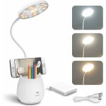 Lampe bureau led rechargeable sans fil avec support t�l�phone porte stylo lumi�re tactile ajustable pour ...