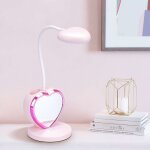Lampe de bureau led rose, design prot�geant les yeux, avec porte - stylo et port de chargement usb.