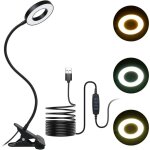 Lampe de bureau � pince, 48 led, 3 modes de couleur, lampe de chevet, col de cygne flexible � 360� pour ...