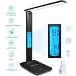 Lampe de bureau rechargeable - lampe de table réglable et pliable, avec calendrier, température et réveil, ... Lampe de bureau rechargeable - lampe de table réglable et pliable, avec calendrier, température et réveil, ...