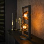 Pier import - lampe à poser avec cadre 2 abat - jour en verre déformé niagara Pier import - lampe à poser avec cadre 2 abat - jour en verre déformé niagara