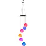 Lampe carillon �olien � �nergie solaire, boule � couleur changeante, lumi�re ext�rieure en h pour jardin, ...