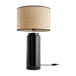 Lampe à poser en céramique émaillée noire et abat - jour en raphia naturel h64 cm majes Lampe à poser en céramique émaillée noire et abat - jour en raphia naturel h64 cm majes