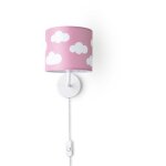 Lampe  poser chambre enfant abat - jour tissu rond applique lune toiles e14 lampe murale - blanc, design ...