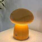 Lampe champignon tactile en bois, lampe de chevet champignon led dimmable � intensit� variable, lampes ...