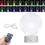 Lampe de chevet 3d  led en forme de football, illusion de couleur changeante, avec tlcommande et tactile, ...