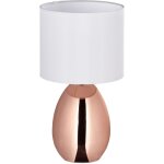 Lampe de chevet, abat - jour, douille e14, c�ble, h x d : 32 x 18 cm, pour la chambre, cuivre et blanc ...