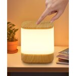 Lampe de chevet en bois led tactile � intensit� variable : lampe de table � batterie 3 600 mah, rechargeable ...