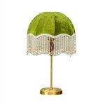 Lampe de chevet pour chambre  coucher, vintage franais, avec pampilles en perles, matriau en velours, ...