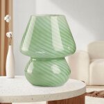 Lampe de chevet champignon, lumire de nuit en verre chambre  coucher, lampe de chevet, (vert)