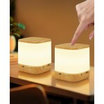Lampe de chevet led en bois tactile � intensit� variable (lot de 2) : lampe de table � batterie 1800 ...