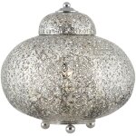 Lampe de chevet m�tal e27 ronde � 26 cm 29 cm nickel brillant