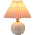 Lampe de chevet nordique, petite lampe de table lumi�re chaude e27, abat - jour en tissu pliss� base ...