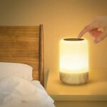 Lampe de chevet sans fil tactile r�glable par la lumi�re, led a batterie, 4 d�coloration, 3 luminosit�, ...