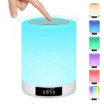 Lampe de chevet tactile rechargeable portable, lampe de table enceinte bluetooth musique, fm radio r�veil ...