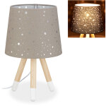 Lampe de chevet, veilleuse pour chambre d'enfants, douille e14, abat - jour rond, 40 cm de hauteur, grise ...