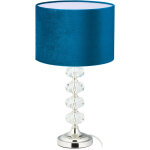 Lampe de chevet, velours et cristal, hxd : 47 x 26 cm, douille e14, table, �clairage indirect, chambre, ...