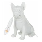 Paris prix - lampe � poser d�co 'bulldog' 28cm blanc