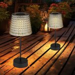 Lampe d'ext�rieur lampe solaire lampe de table lampe de jardin led lumi�re cristalline couleur fum�e. ...