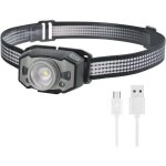 Lampe frontale led rechargeable, �tanche ipx5, lumi�re rouge blanche, phare intelligent