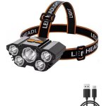 Lampe frontale rechargeable usb - 5 led - avec piles - 90 rotation - �tanche - pour le travail, l'ext�rieur, ...