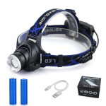 Lampe frontale, lampe torche led rechargeable, lampe frontale 10000lm avec 3 modes d?eclairage avec c�ble ...